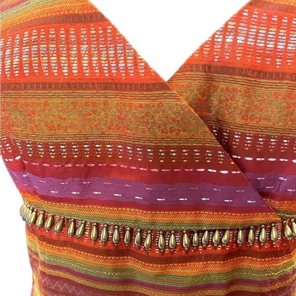 Peruvian Textile Women’s Stripy Multi Colored Woven Knit Sweetheart Dress - Picture 3 of 10